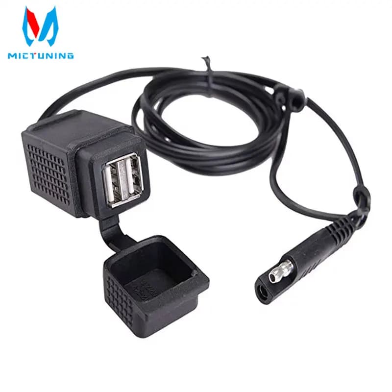 MICTUNING Auto 3.1A Presa di corrente a doppia porta SAE a USB Cavo adattatore Connettore universale per motocicli Smart Phone Tablet GPS
