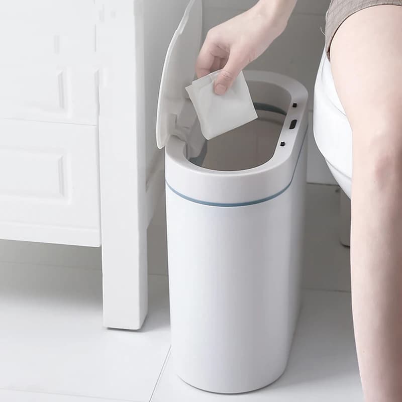 7L/ 8L Sottile Sensore Intelligente Bidone della Spazzatura Cestino Con Coperchio Polvere Camera Bagno Wc Impermeabile Cucitura Stretta Contenitore della Spazzatura bidone