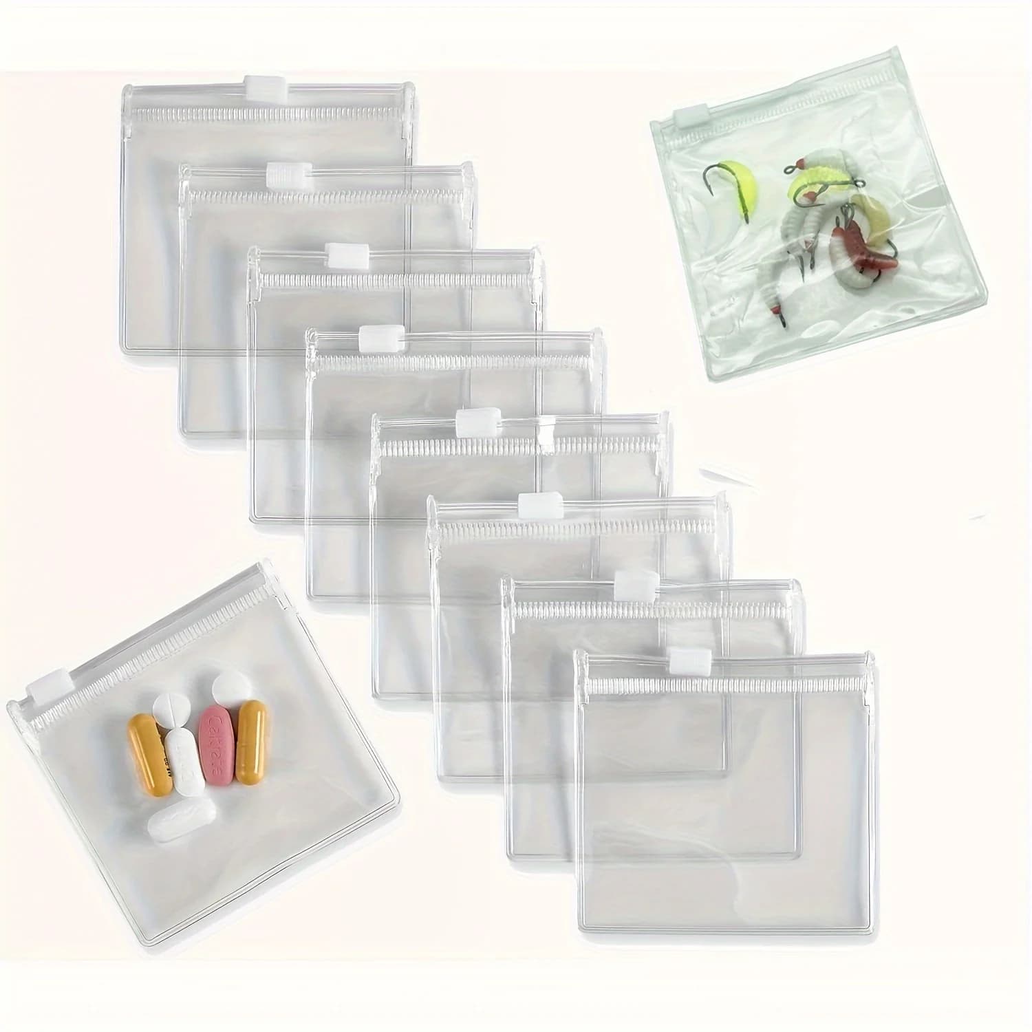 5 sacchetti per medicinali riutilizzabili con cerniera, organizer per pillole autosigillante, borsa da viaggio per gioielli e piccoli oggetti