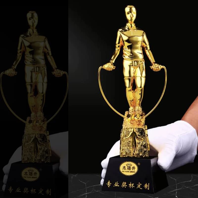 Custom Jump Rope Trophy, Gold Plated Resin, Silver Gold Copper, Creative Sports Series, Award, Free engraved medal, 1 Piece