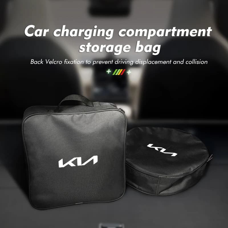 For KIA Car Charging Cable Organizer Rechargeable Gun Storage Bag K5 K2 Optima Soul Spectra Niro Cadenza Sephia Carens