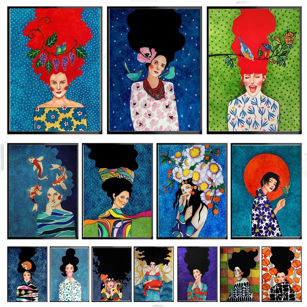 DIY Diamond Paintnig Cross Stitch Girl Hair Flower Women Decorative Art Diamond Mosaic Kit Home Living Room Bedroom Decoration