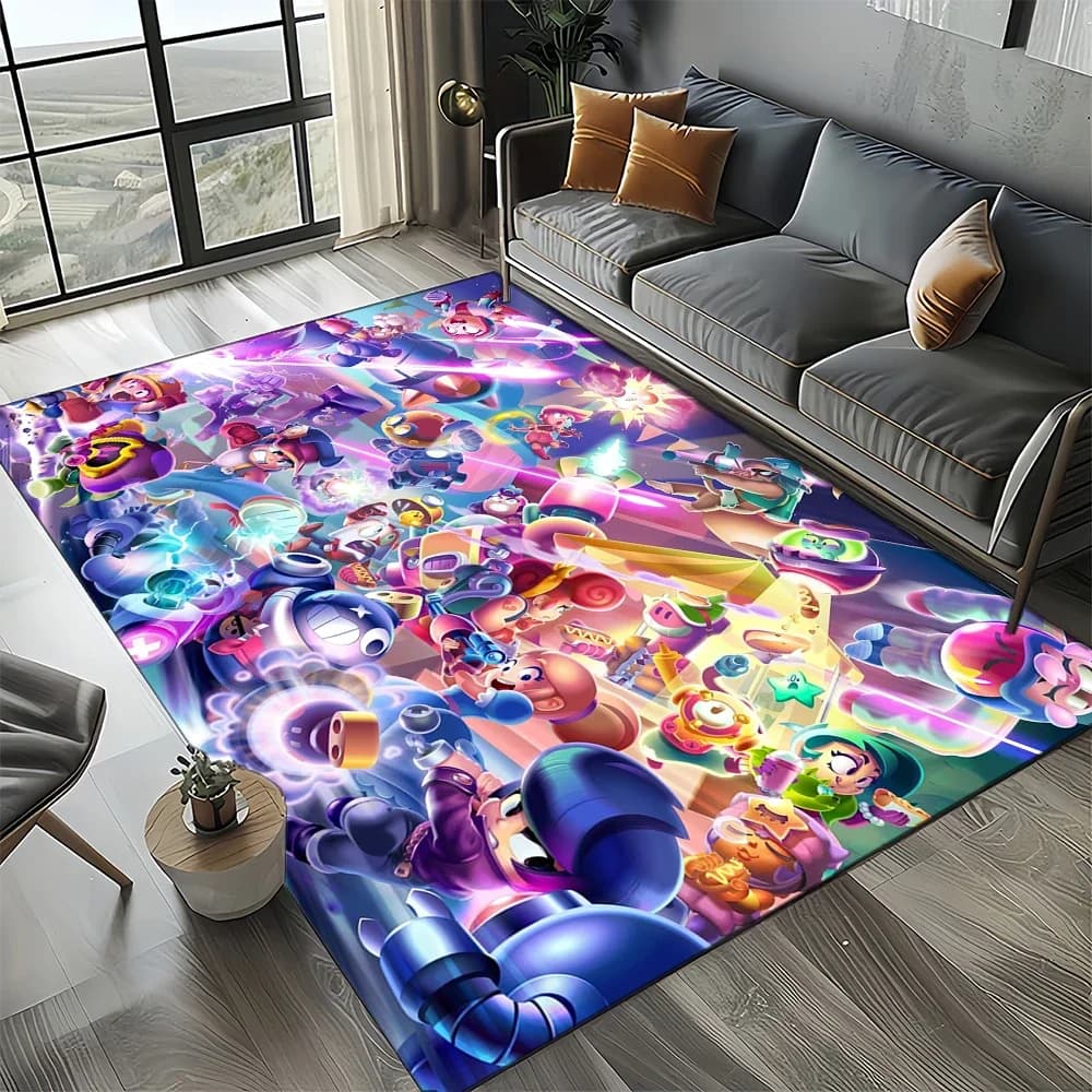 2025 New Style B-rawl Game S-Stars Cartoon Game Carpet Rug for Living Room Bedroom Home Sofa Decoration,Kids Non-slip Floor Mat
