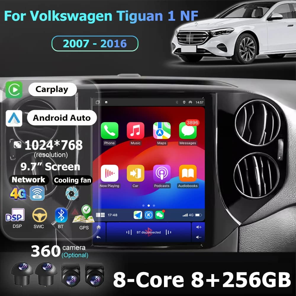 9.7 ''Per Volkswagen Tiguan 1 NF 2007 - 2016 Android 16 Autoradio Multimedia Video Player Navigazione Auto Carplay Stereo 4G WIFI