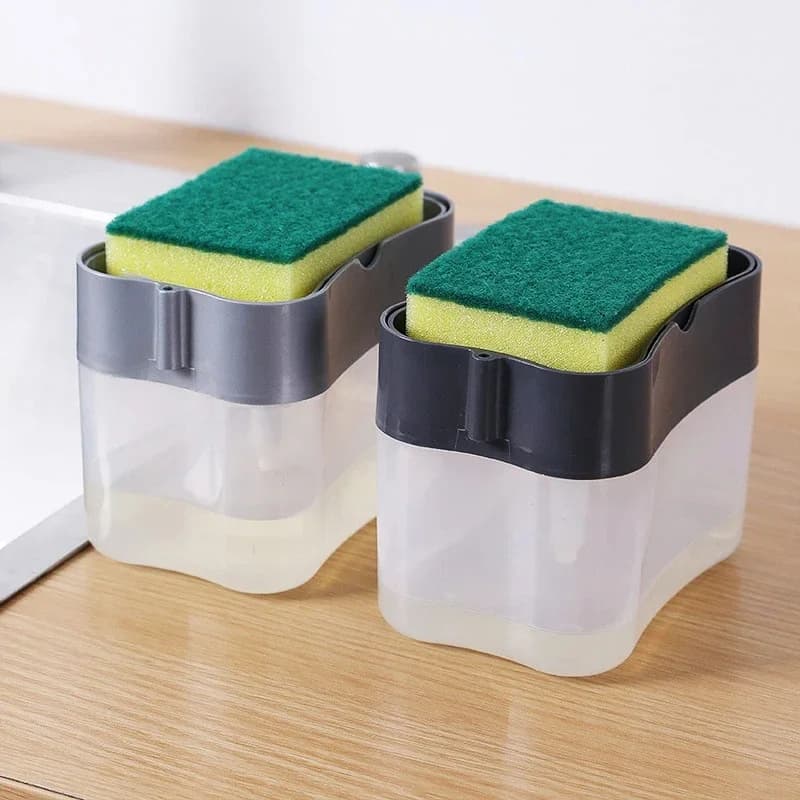 Bottiglia dispenser automatico di sapone per portasapone da cucina con portaspugna Pressa a mano Utensili da cucina per erogazione di liquidi