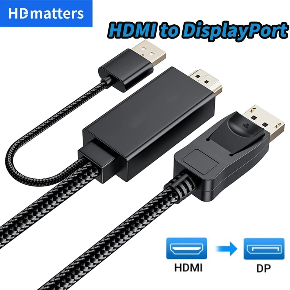 Active Converter Cable from HDMI to Displayport 1.2 4K HDMI input from 1.8 m for Displayport output for PS4 Apple TV PC monitor DP