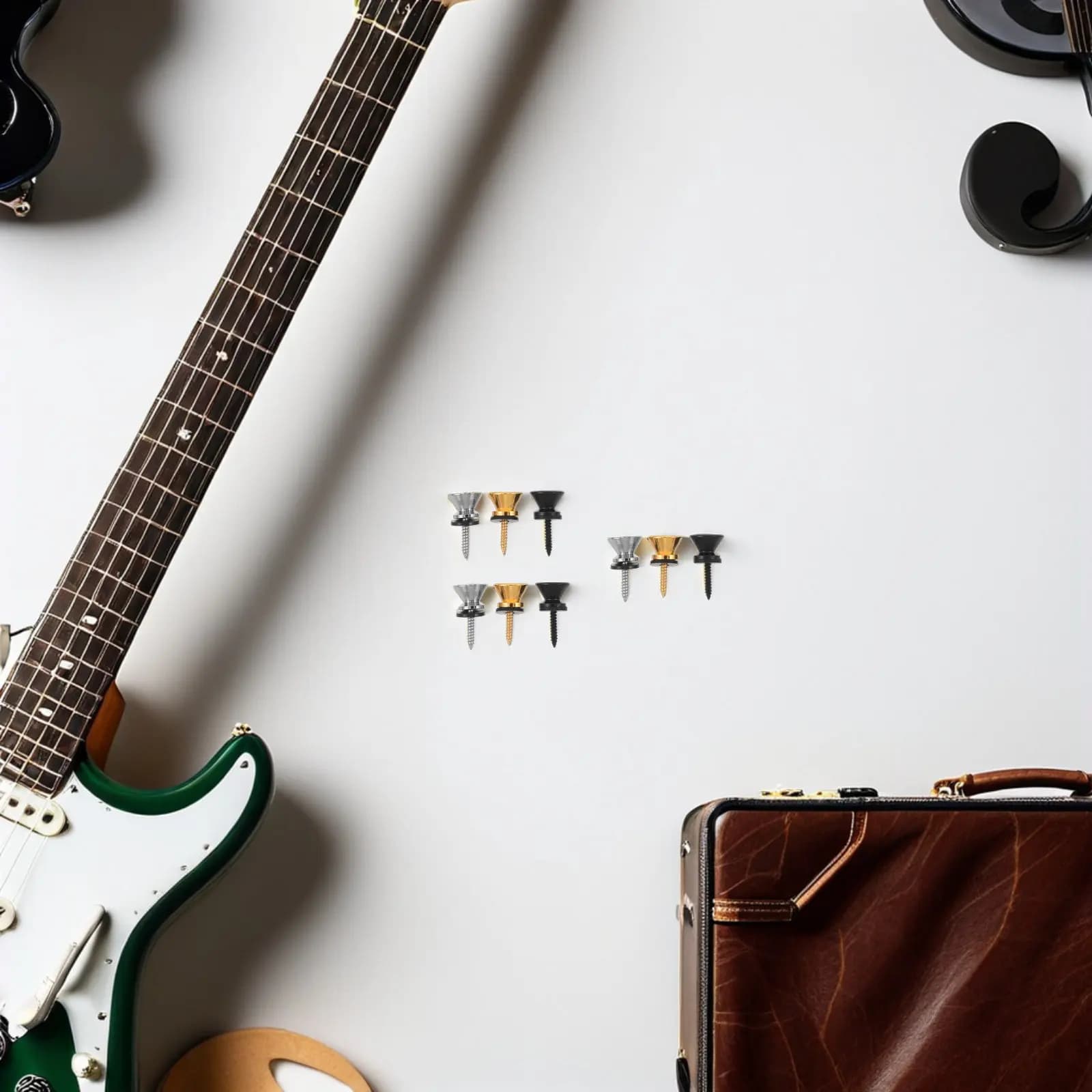 24 Pezzi Fermacinghia per Chitarra Resistenti, Perni di Bloccaggio Sicuri, Bottoni in Metallo per Chitarra Acustica, Elettrica, Basso, Ukulele