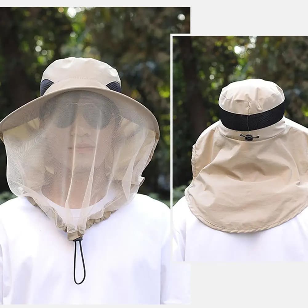 Foldable Mosquito Hat With Hidden Net Mesh Repellent Insect Bee Protection Casual Outdoor Sunscreen Fishing Cap Panama Hat