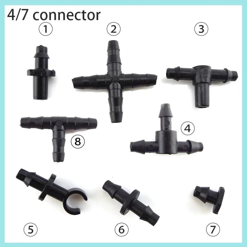 Garden Water Accessories 4/7mm Tube Tee Plug Barb Connector Gardening Gardening Hose Watering Drip Irrigation T Adapter Splitter