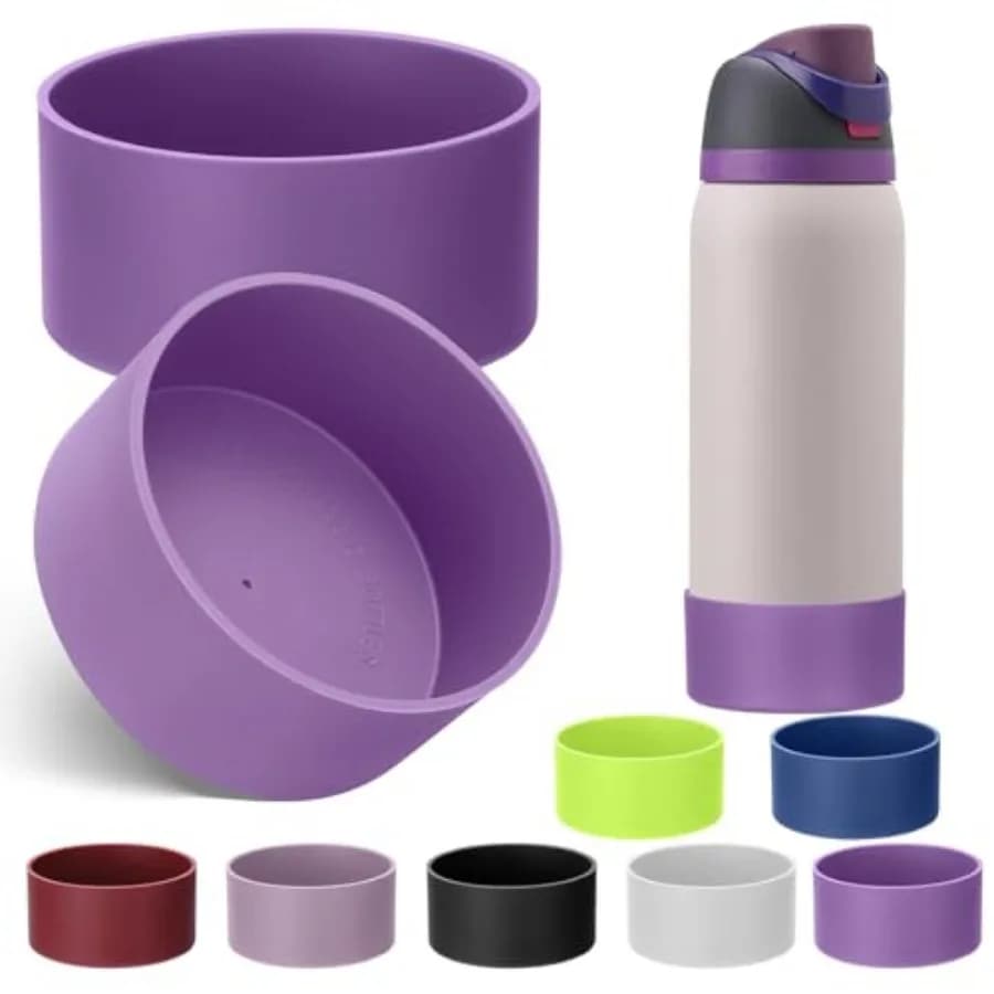 2PCS Silicone Boot for Owala Water Bottle, Anti-Slip Protective Sleeve Bottom Bumper Protector for FreeSip Stainless Steel Wate