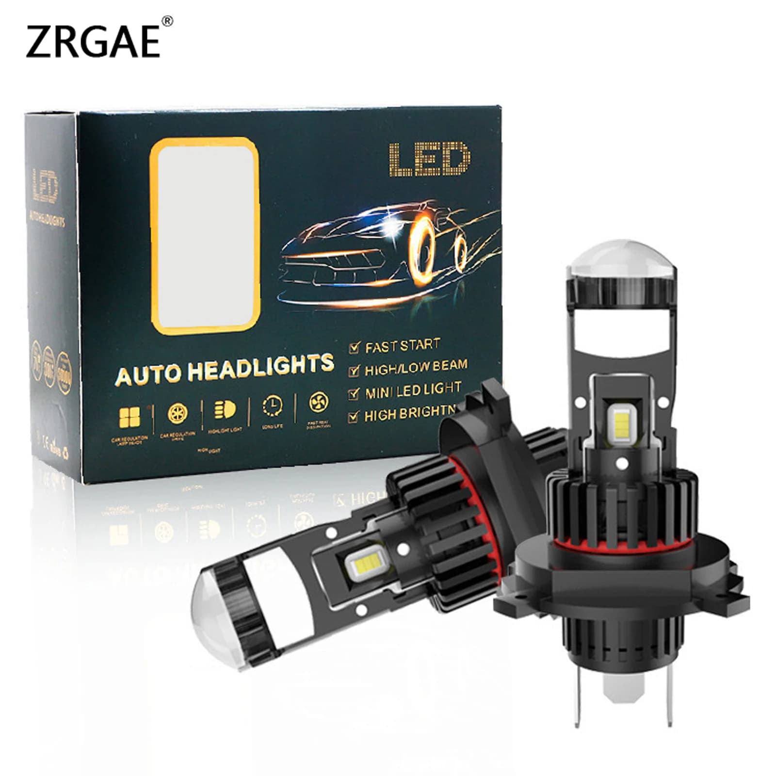 2 pz H4 H7 Lente Del Proiettore A LED H8 H9 H11 9005 HB3 9006 HB4 Proiettore A Led Faro Canbus 30000LM Mini Lente Della Luce di Nebbia 12 V 6000 K