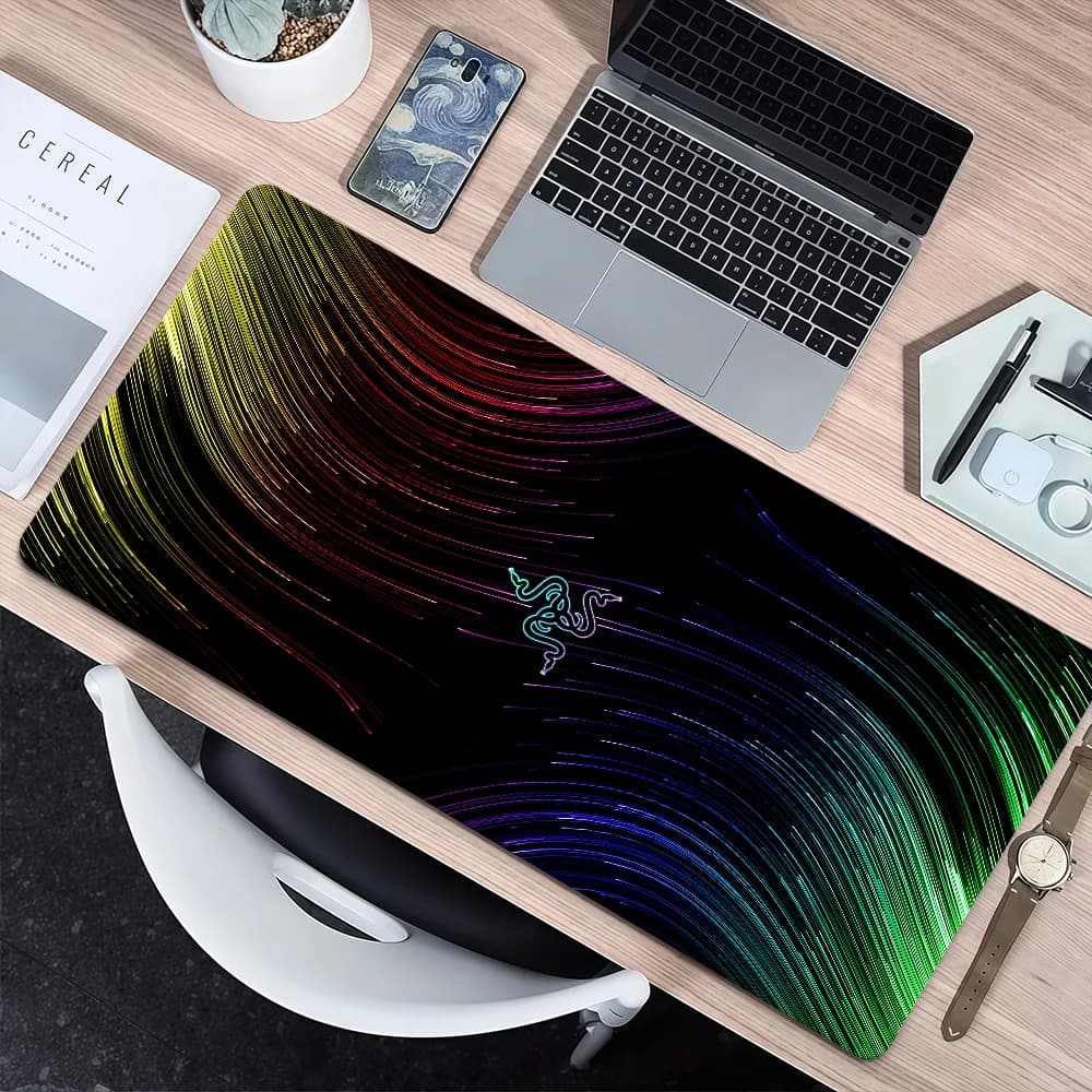 Tappetino per Mouse R-Razers Verde alla Moda, Antiscivolo, Spesso, Grande, con Bordo Rifinito, per Gaming, Ufficio e Studenti