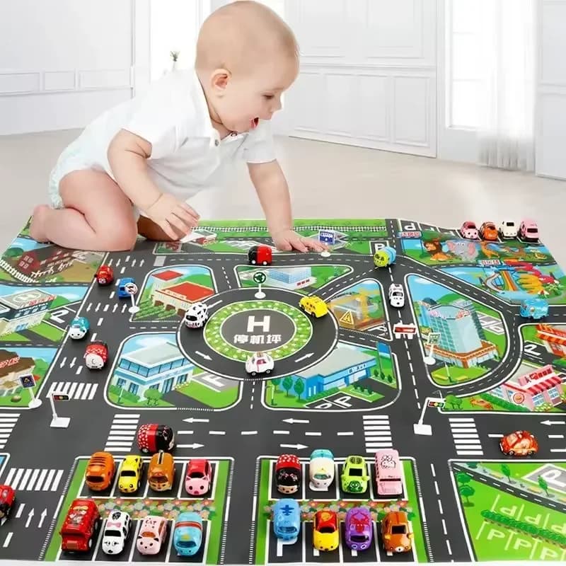 83*58 cm/130*100 cm Tappetino da strada Bambini Traffico Mappa dell'auto Giocattolo educativo Strada Tappeto di plastica Tappetino per tappetini Città Giocattoli per bambini Giochi