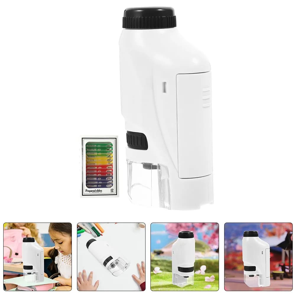Set Microscopio Monoculare, Design Semplice in Plastica, Accessorio per Studenti, Strumento Portatile per Esplorazioni all'Aperto