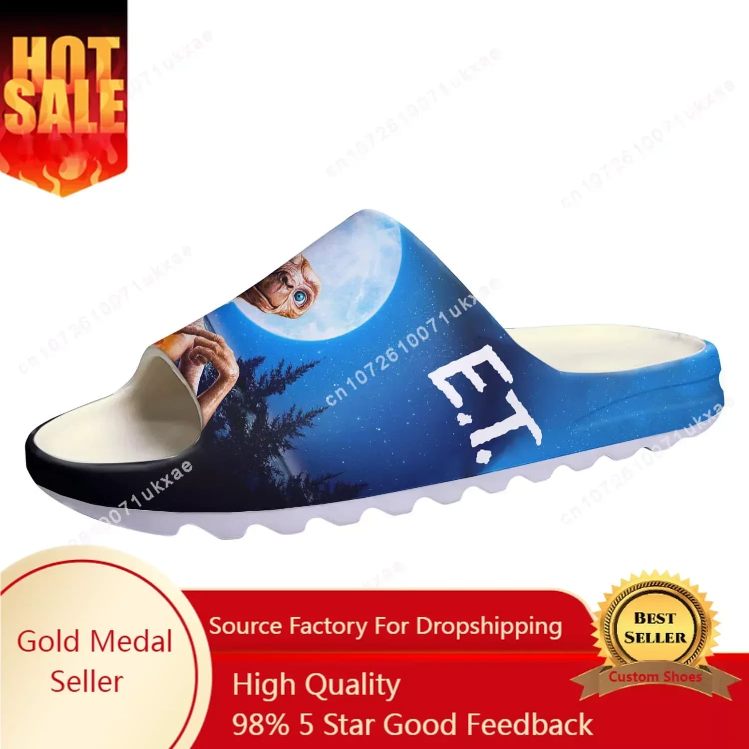 E.T. the Extra-Terrestrial Soft Sole Sllipers Home Clogs Customized Step On Water Shoes Mens Womens Teenager Step in Sandals