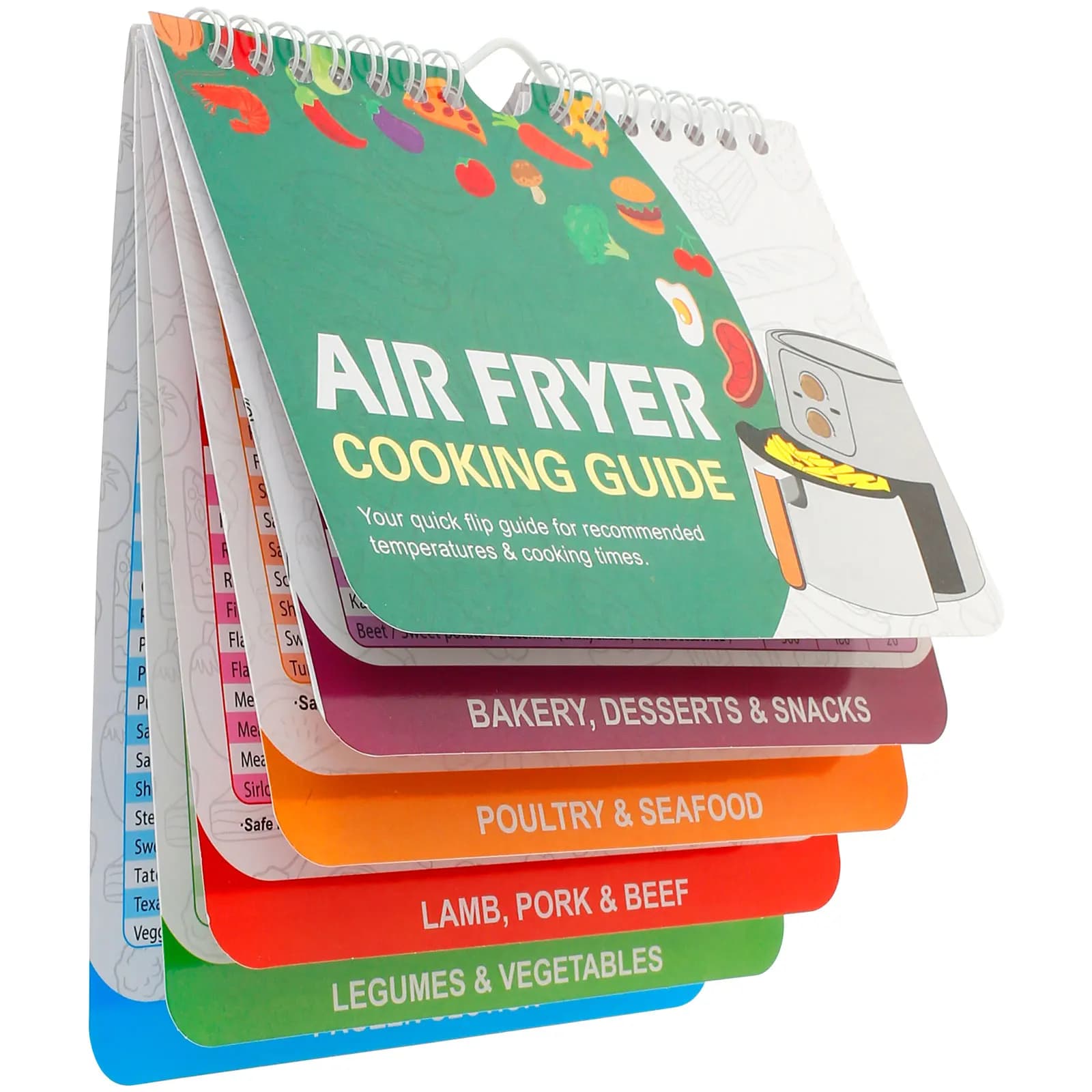 7x6 inches air fryer recipes multifunctional paper air fryer Cheat Sheet cooking guide portable booklet for the kitchen