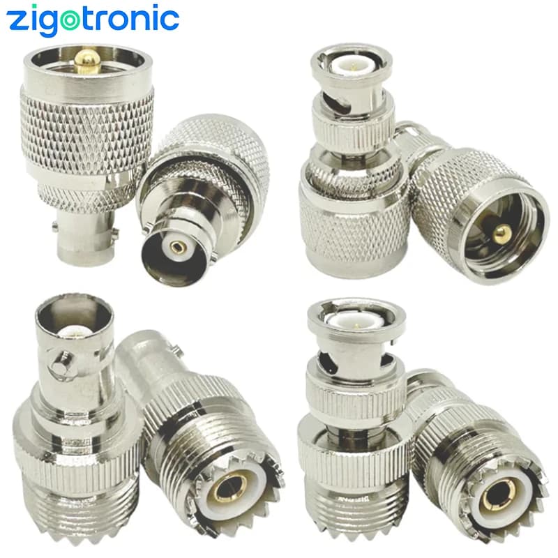 Kit Connettori Zigotronic BNC a PL259 SO239 4 Tipi, Adattatore RF Coassiale BNC Maschio-Femmina a UHF per Antenna e Cavo WiFi