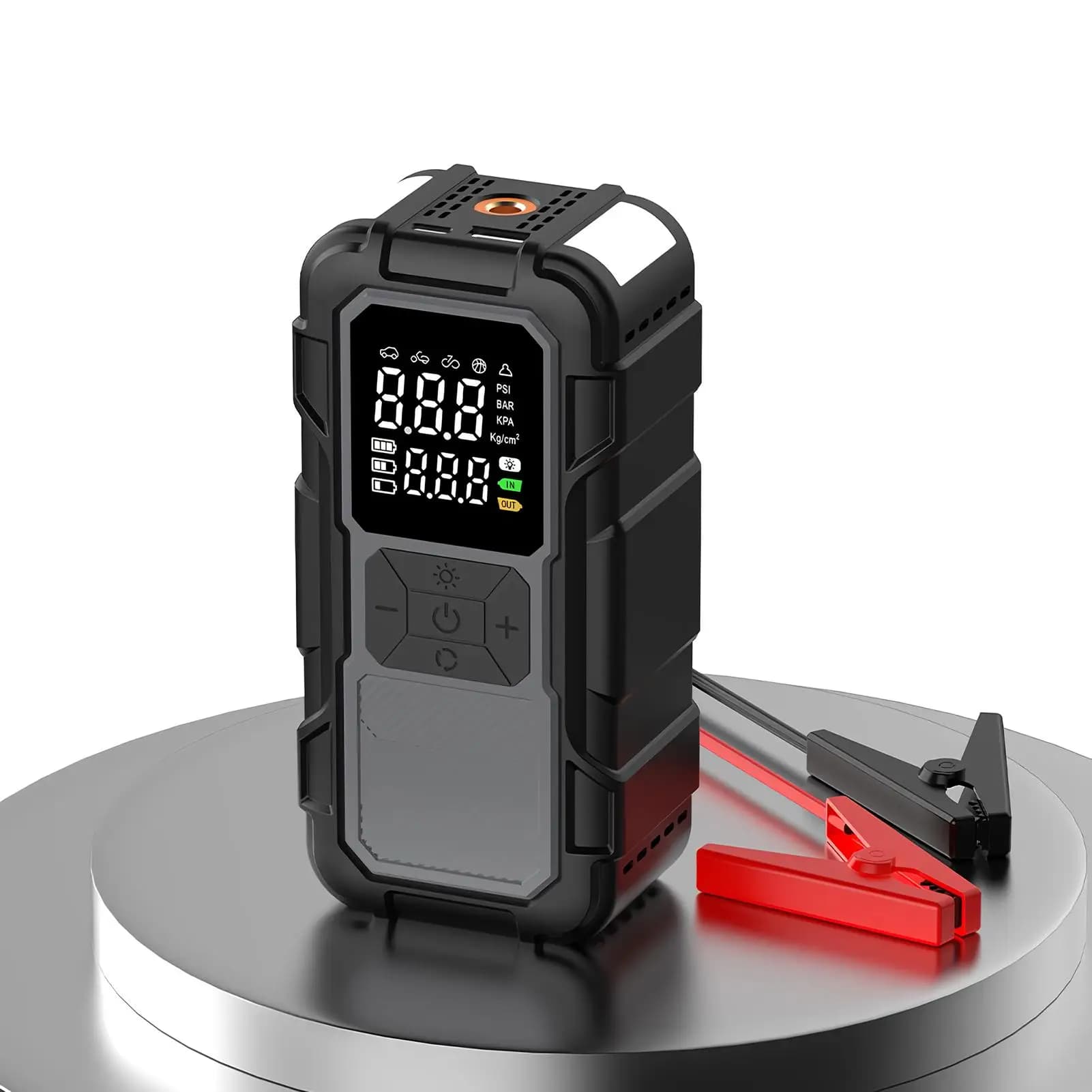 Avviatore di emergenza con compressore d'aria Avviatore di emergenza a batteria con luce LED invernale fredda per esterni per gonfiare i pneumatici lunghi