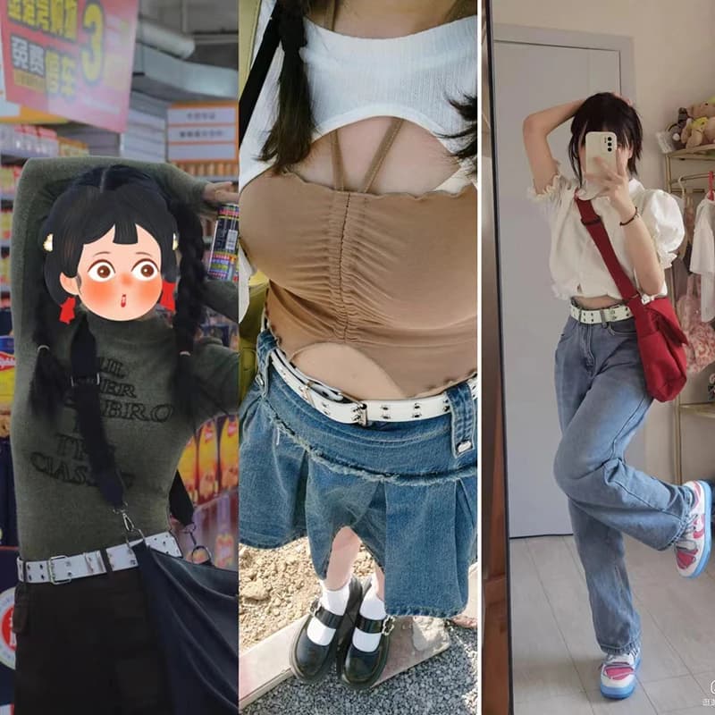 Cintura in Pelle con Catena Stile Punk per Uomo e Donna, Regolabile con Fibbia a Stella Traforata e Doppia Chiusura in Metallo