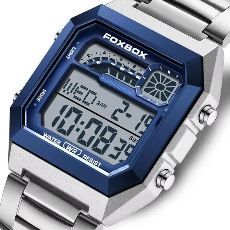 FOXBOX Men's Military Count To the Rovescia Chronometer Clock Wrist Watch Waterproof Retro Illumination Digital Sport Watch Reloj Hombre