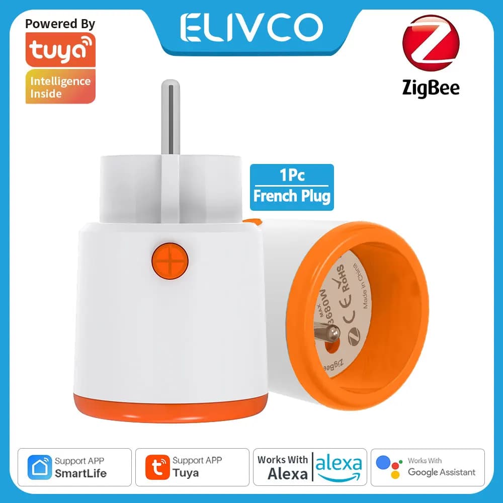 Tuya Zigbee 16A for France, Energy Consumption Monitoring, Remote Control via Apps and Vocal Commands, Compatible with Alexa and Google Home