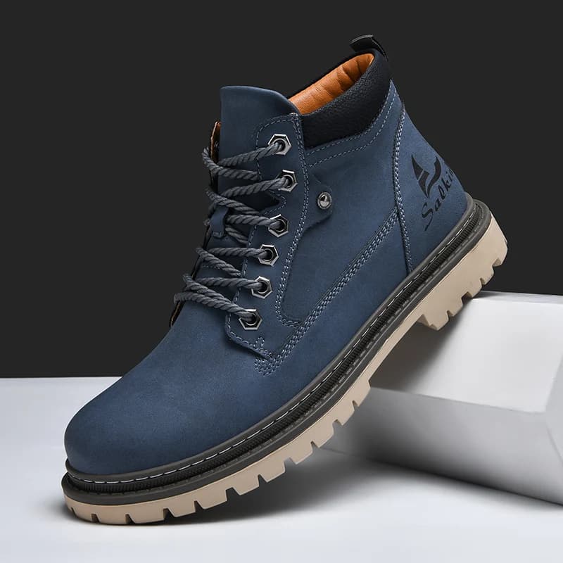 Stivali da Uomo in Pelle per l'Inverno, Scarpe Autunnali per Escursionismo, Sneakers da Uomo, Calzature Alte Antiscivolo