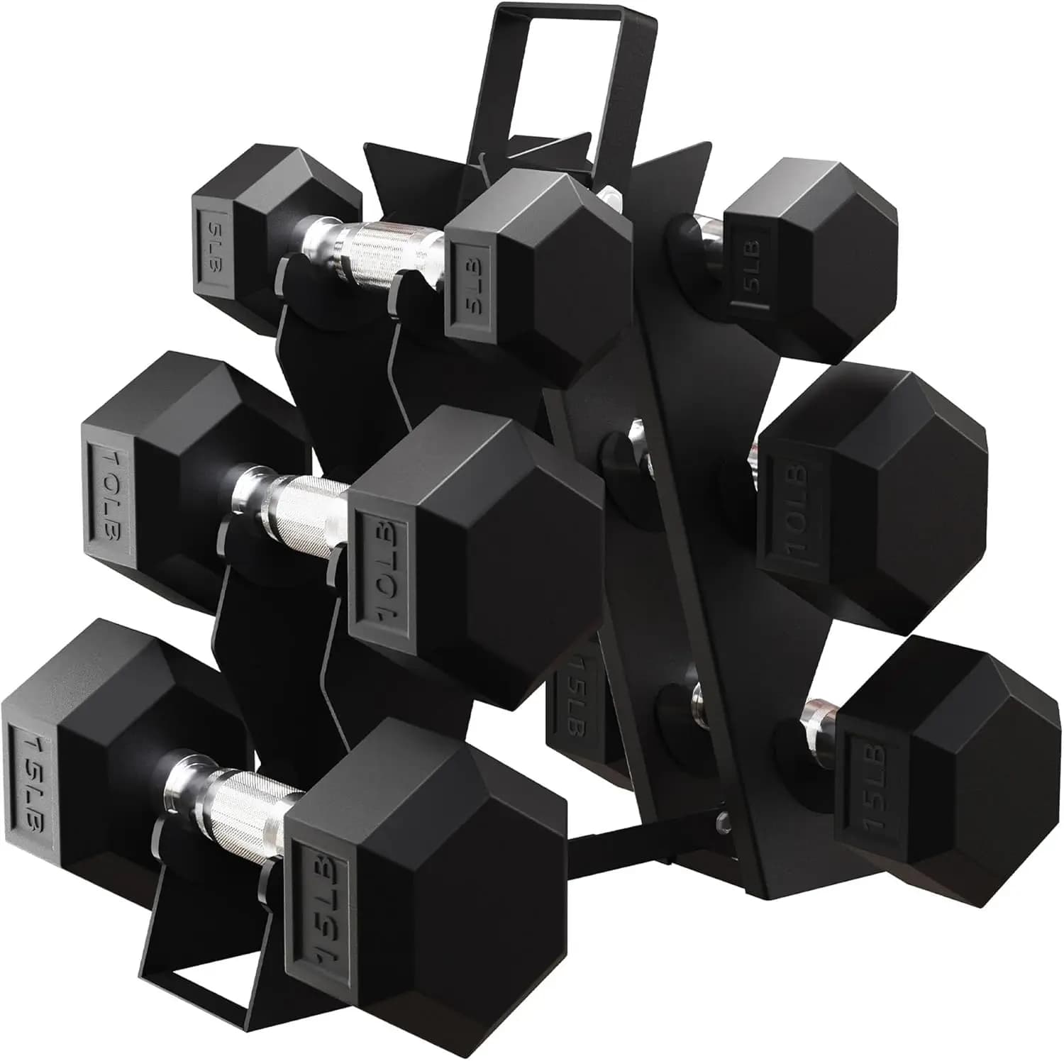 Home Gym Exercise, Rubber Encased, Black, Premium Quality Dumbbell Sets