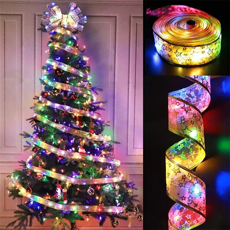 1-10m Doppio Strato LED Lucine Stringhe Nastro Di Natale Archi Per L'albero Di Natale Ornamenti Capodanno Natale Decorazioni Per La Casa