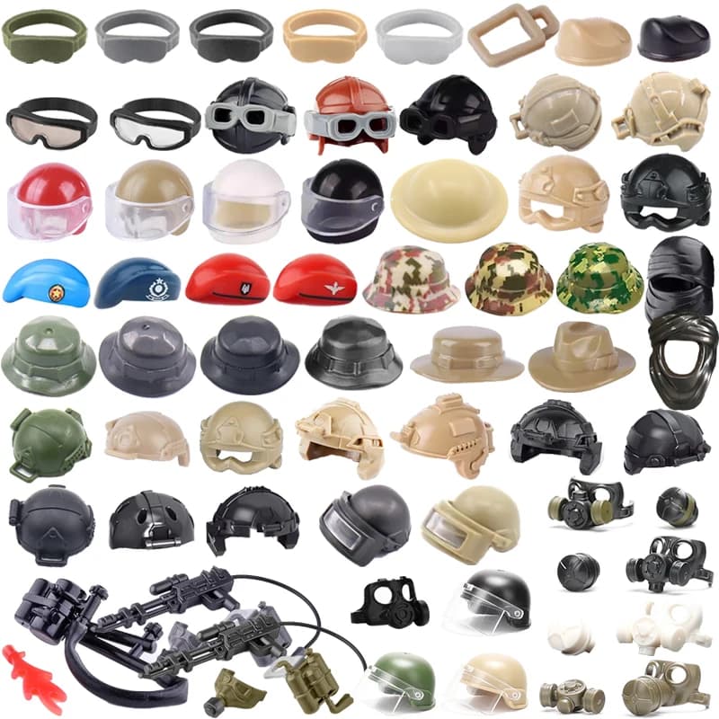 Soldati militari Figura Waffen Building Block Casco tedesco degli Stati Uniti Occhiali Bazooka Anti serbatoio Lanciafiamme Giocattoli in mattoni