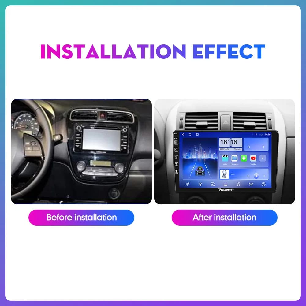 Autoradio da 10.33 pollici per Mitsubishi Mirage 12-18 2Din Android Octa Core Car Stereo DVD Lettore di navigazione GPS Schermo QLED Carplay