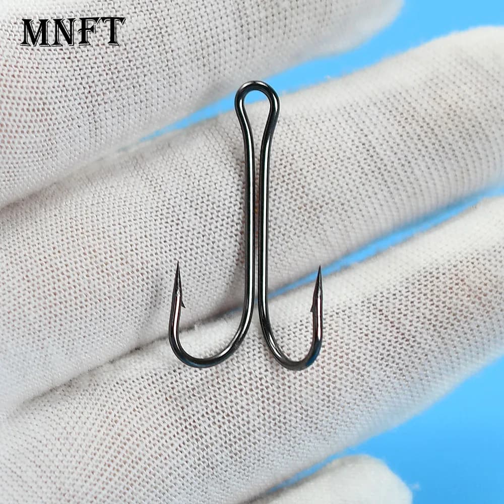 MNFT 50 Heavy Duty Steel Long Leg Hooks, Super Resistant Artificial Mosque Hooks, Soft Esche Double Hooks