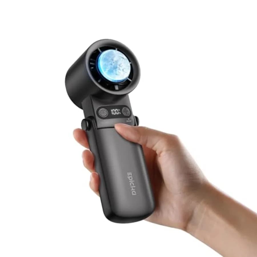 Ventilatore Portatile con Funzione Raffreddamento - 25 Ore di Autonomia, Ventilatore Personale Turbo Ricaricabile da 6800mAh con Power Bank, Ricarica Rapida, 0-