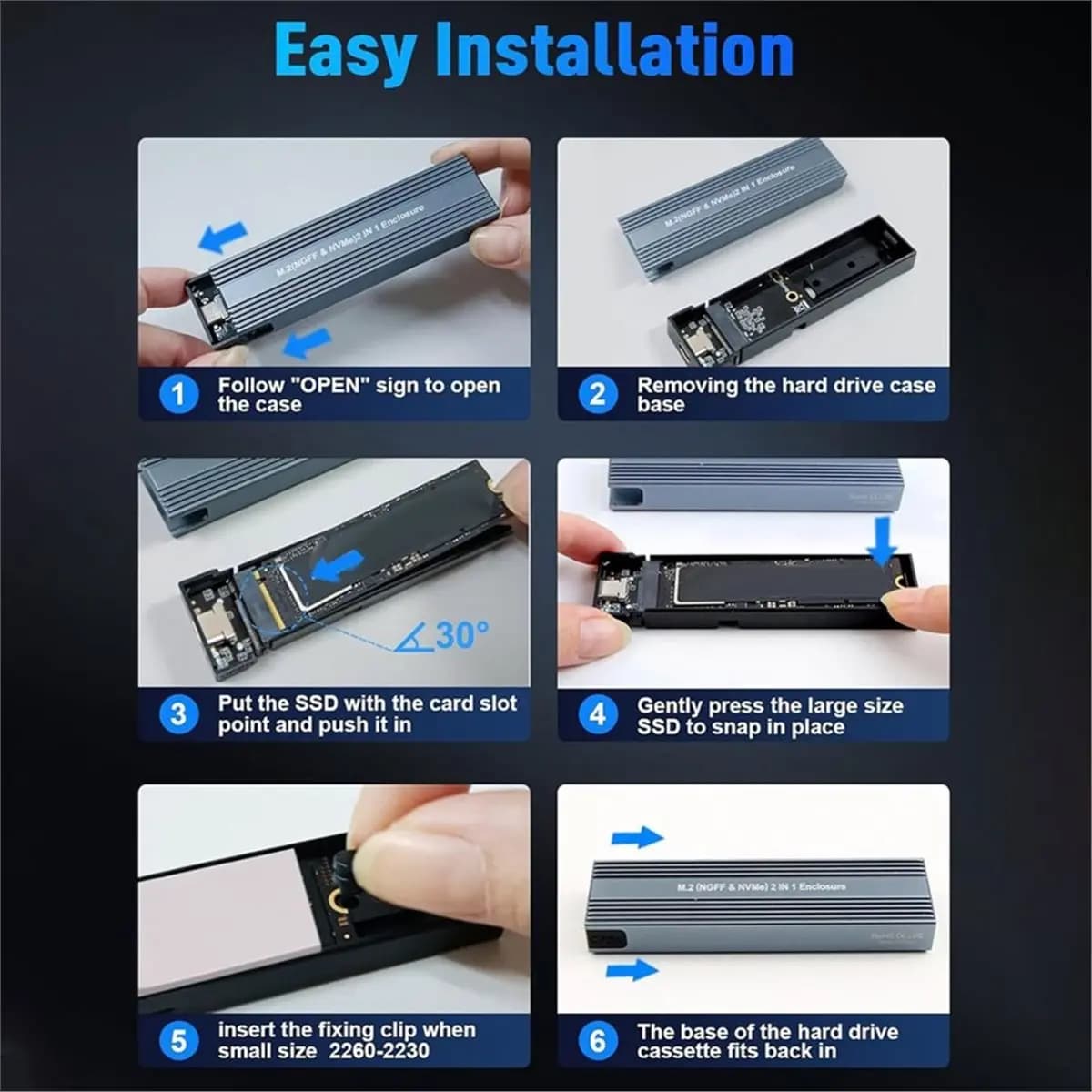 NEW FACTORY~M.2 NVME SATA SSD Enclosure Adapter,USB 3.2 10Gbps NVMe PCI-E Solid State Drive External Adapter for SSDs 2242 2260