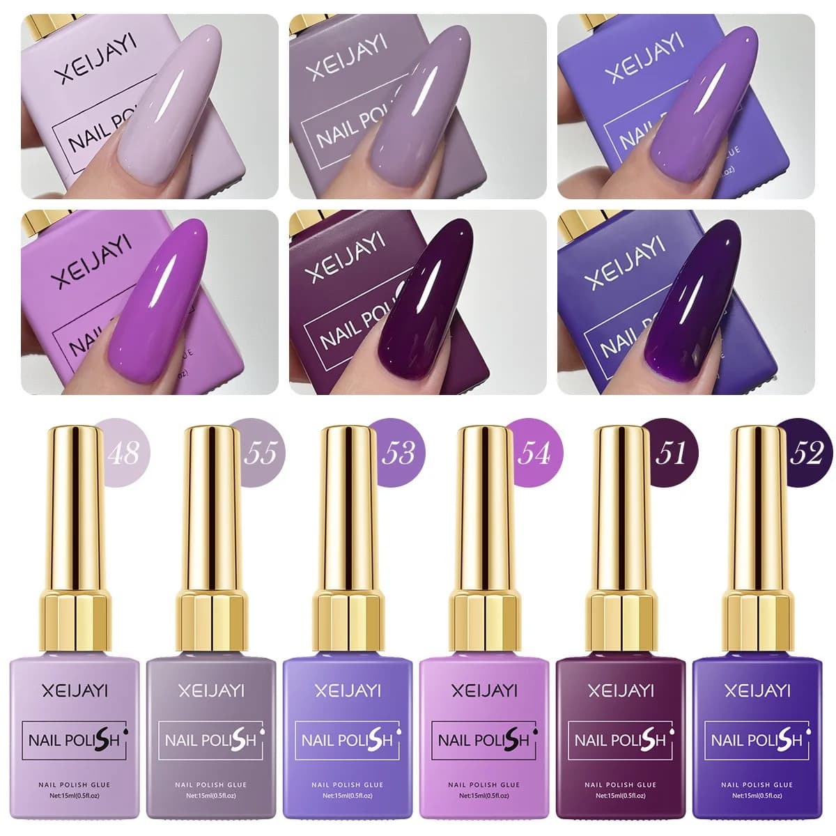 6 PZ/SET 15ml Smalto Per Unghie Gel 6 Colori Romantico Viola Nude Nail Art Vernice Gel Lacca Top Coat FAI DA TE Nail Art Design Tutto per De