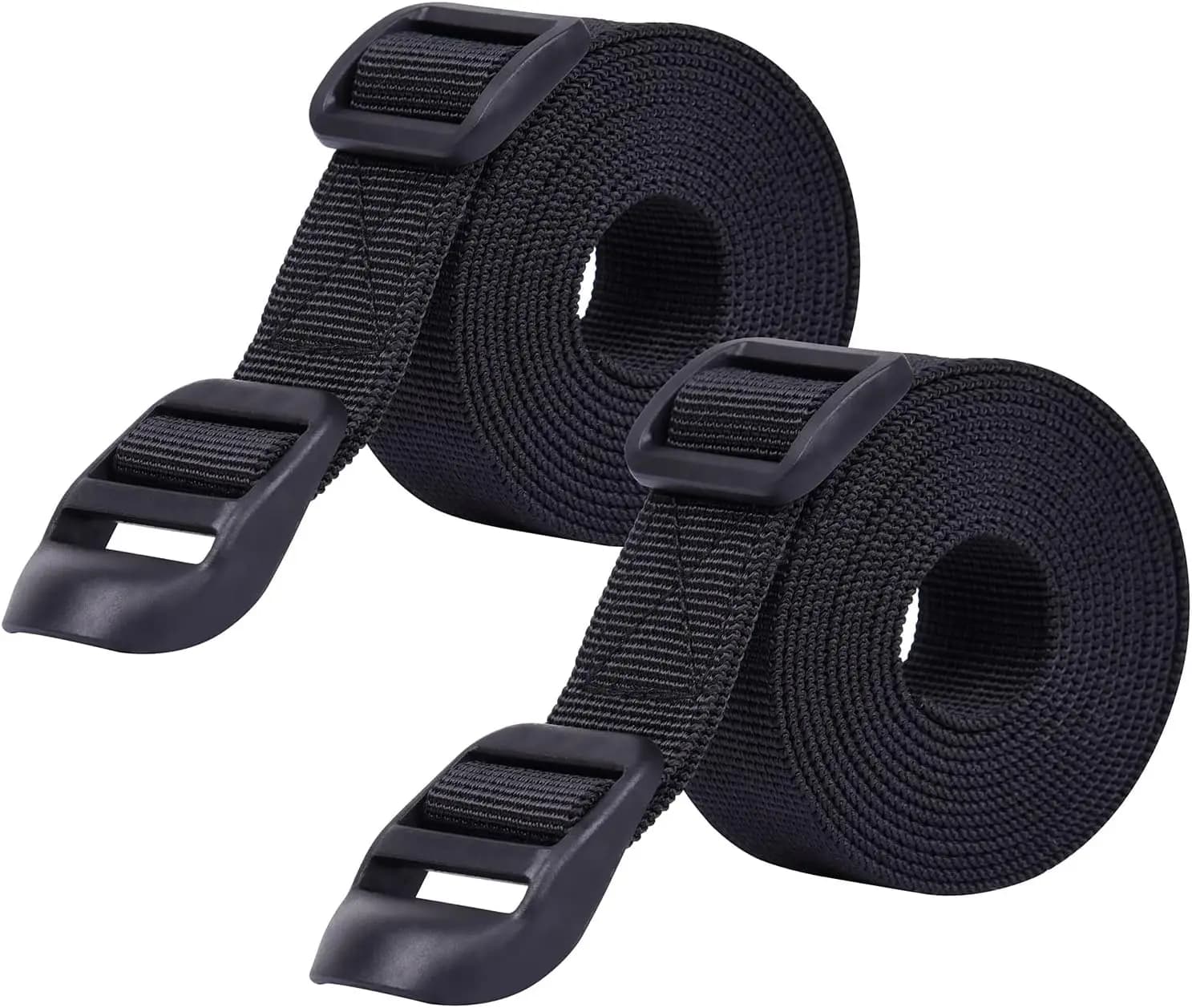 Cinghie di Compressione per Sacchi a Pelo Resistenti, Confezione da 2 con Fibbia in Plastica per Campeggio, Escursionismo, Bagagli - 48 Pollici Nero