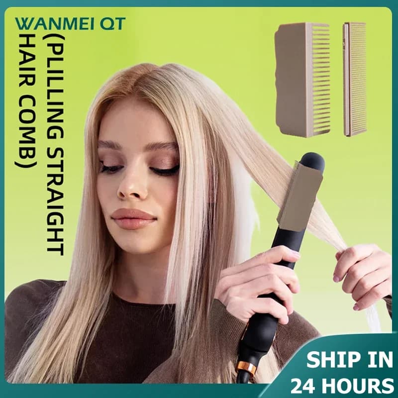 Hair plate comb with flat iron comb for flat iron clip on portable accessories for salon hairdressers to disassemble