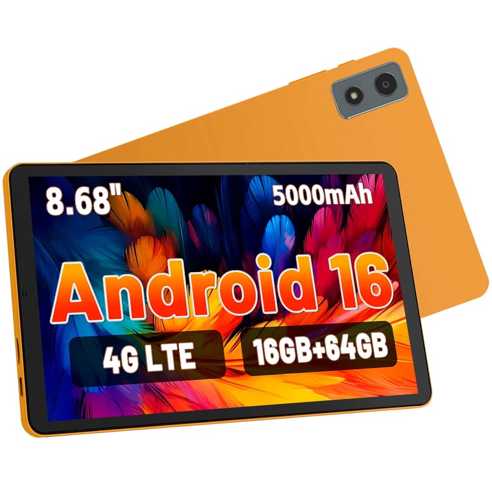 ANRY Tablet Android 16 da 8,68 Pollici 4G LTE, 16GB RAM 64GB ROM, 5000mAh, Octa Core, Widevine L1, WiFi 6, per Bambini e Adulti, Tablet 2026