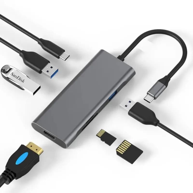 hit product7 In 1 USB C Type C Multifunction Docking Station Hub with HDTV PD USB C Adapter Dock Station for Macbook Pro