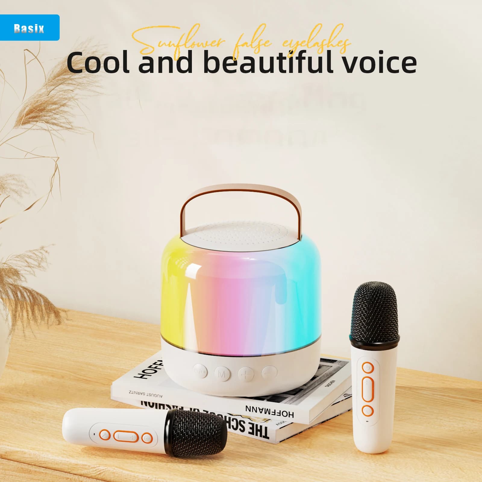 altoparlanti Microfono Altoparlanti wireless Bluetooth 5.3 con microfono Luci LED regolabili Macchina per karaoke Altoparlante per karaoke wireless
