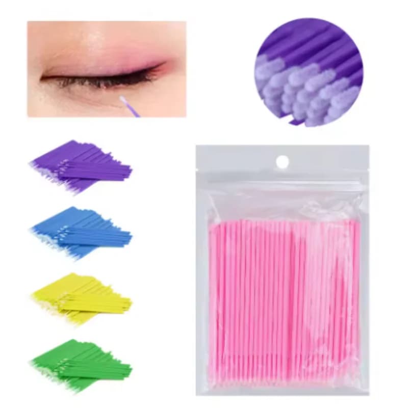 Cotton Sticks for Makeup, Individual Faux Eyelashes, Mascara Applications, Eyelash Extension Brushes, Removal and Cleaning Tools