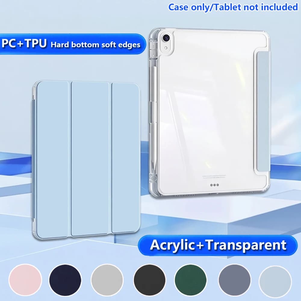 Tri-fold Clear Acrylic Tablet Case for iPad a16 case 11th 10th generation Air 11 13 M4 M3 M2 Air 4/5/6th iPad Pro 11 12.9 7/8/9