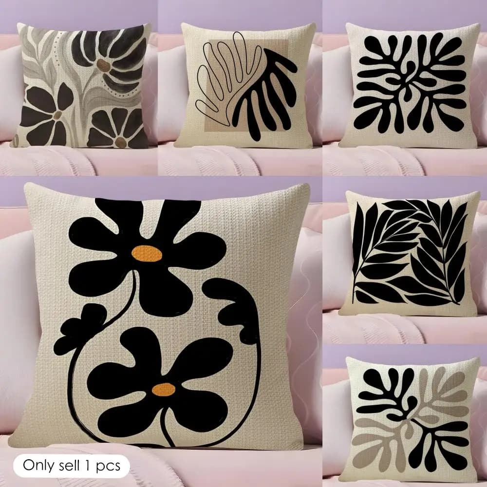 Fodera per Cuscino Classica Moderna con Fiori, Freschezza Estiva, in Lino, Stampa Fronte-Retro, Federa Decorativa per Divano, Arredamento Casa, Regalo