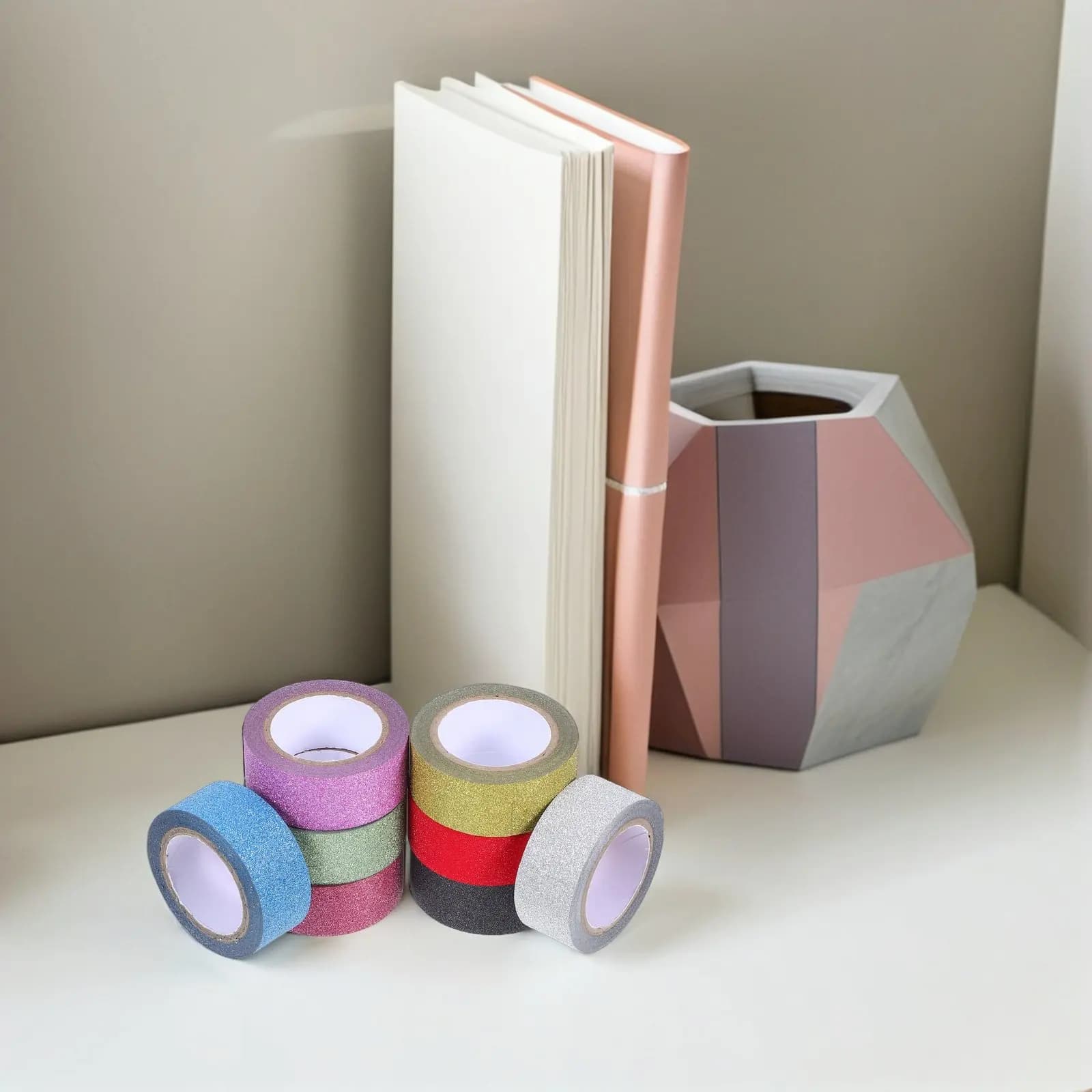 8 Rolls Colored Glitter Washi Tape 15Mm X 5M Strong Adhesion No Residue Sparkly Decorative Tape for Crafting Gift Boxes