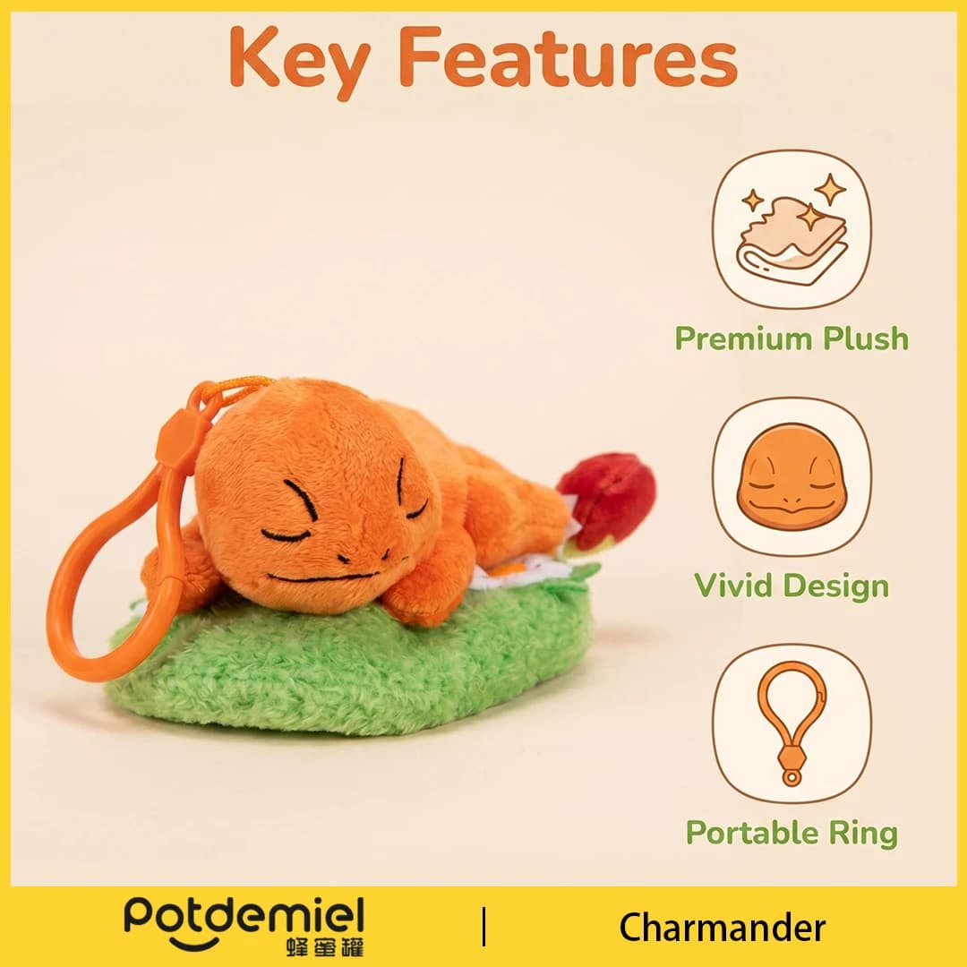 Potdemiel Pokemon Charmander Plush Figure Key Chain Classic Anime Gift Lizard Doll Phone Charm Key Ring Kids Gift Collectible