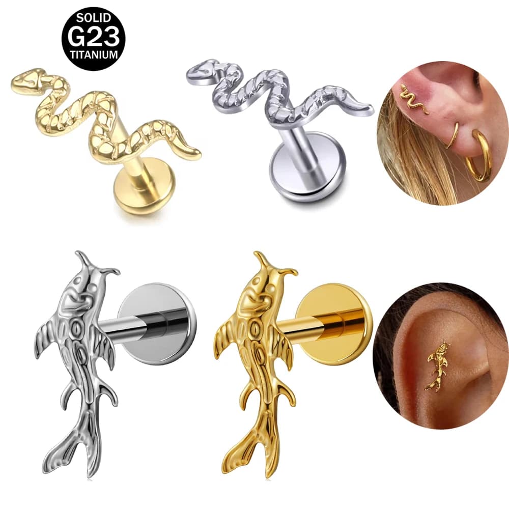 1PC Helix Conch Piercing Gioielli per le donne 18G 16G 6/7/8/9/10mm ASTM F136 Titanio Cartilagine Posteriore Piatto Orecchini Borchie