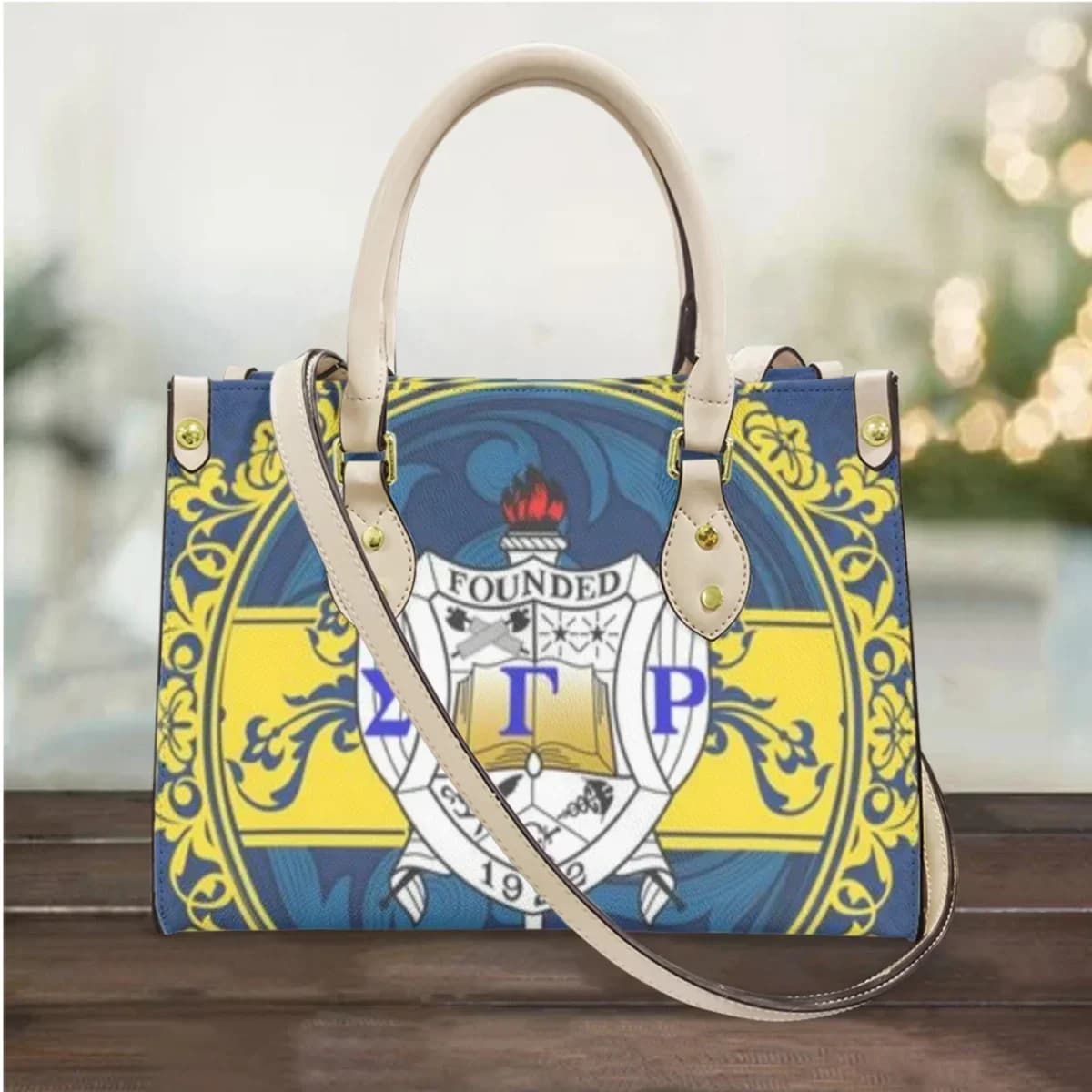 Women's Sigma Gamma Rho Bag, Design Shoulder Bag with Flowers, PU Leather Luxury Wallet, Women's Small Hand Bags, Street Shoulders