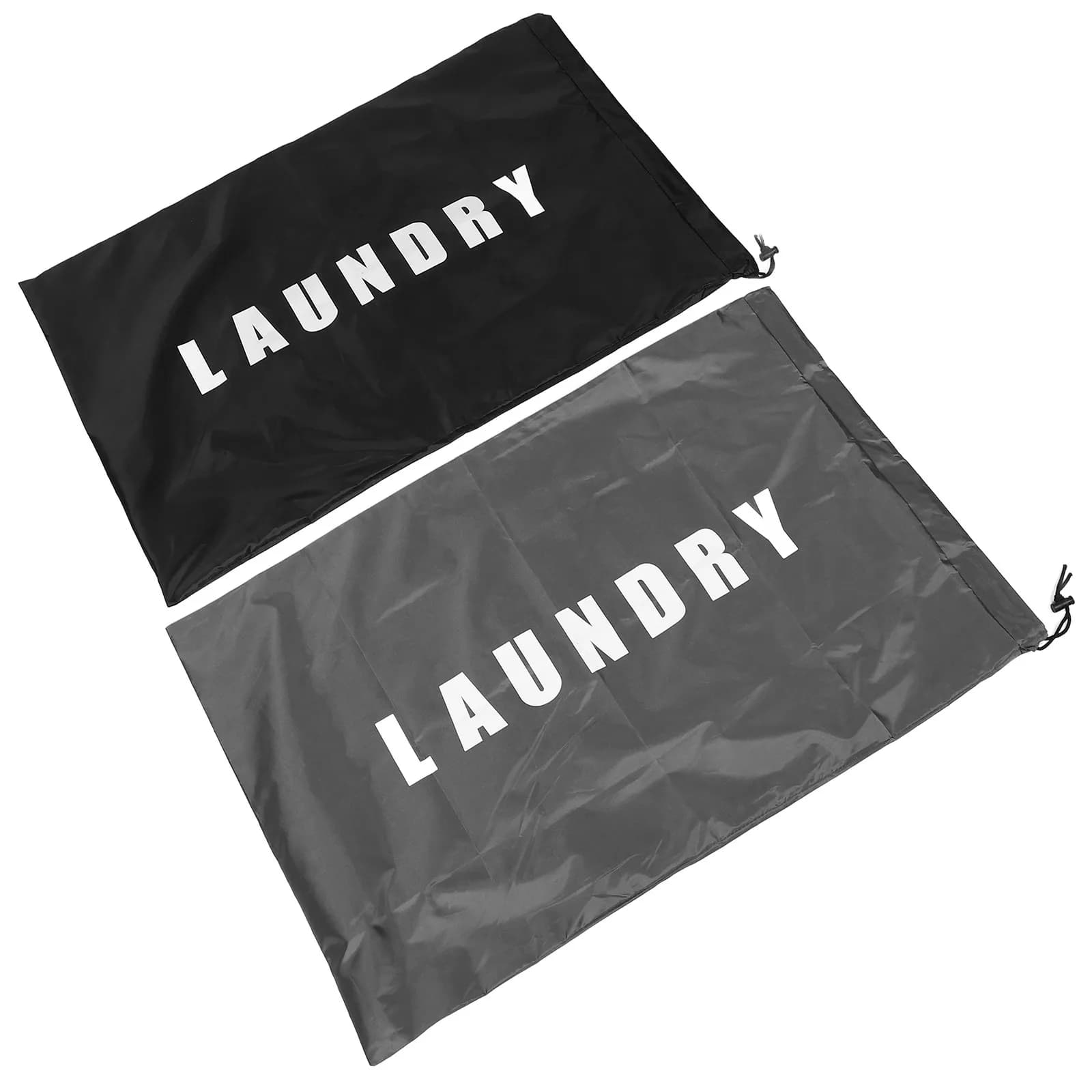 2Pcs Large Drawstring Laundry Bag Gray Black Oxford Cloth Washable Heavy Duty Dirty Clothes Travel Storage Organizer Bag