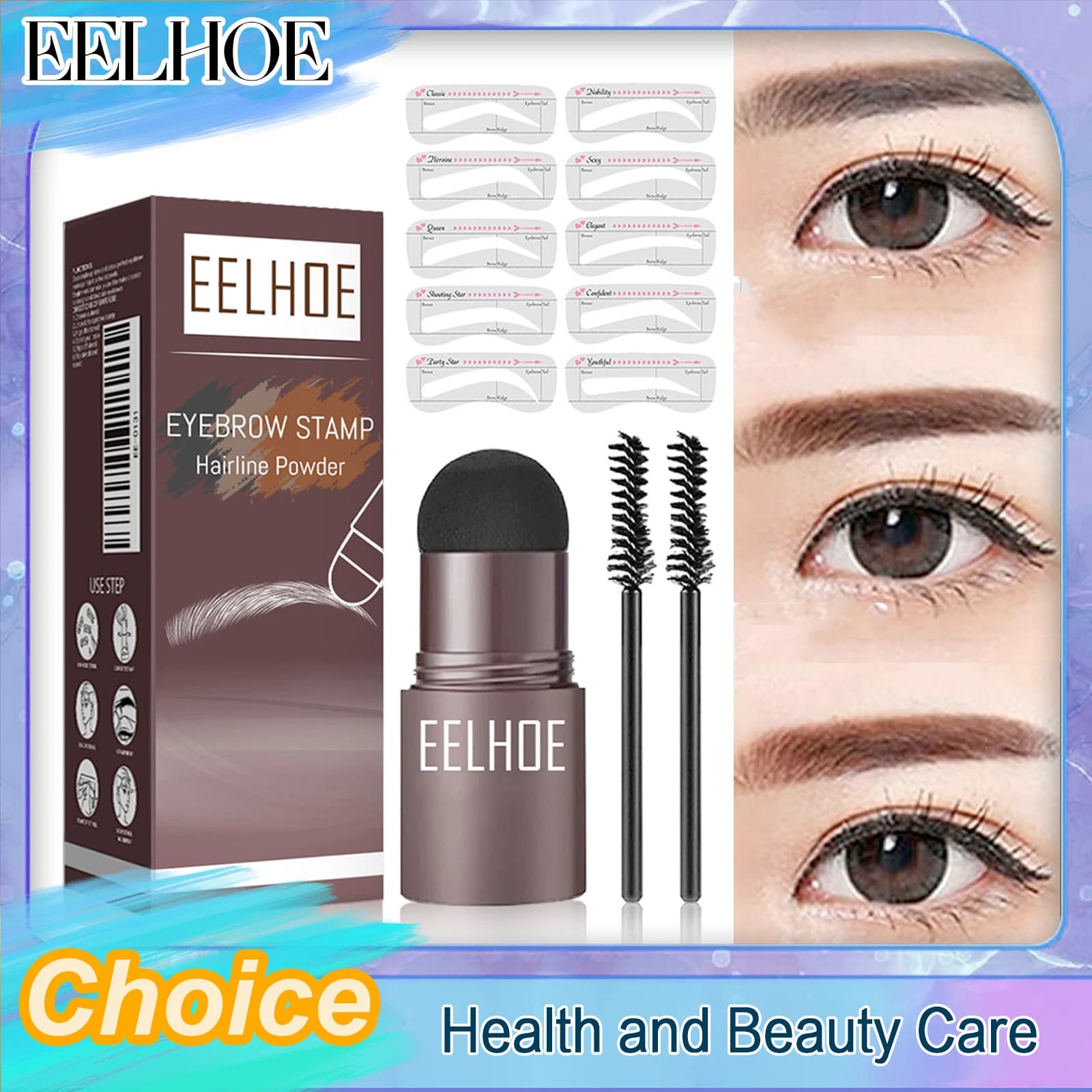 Eelhoe Eyebrow Stamp Shaping Eyebrow Brush Kit Professional Fast Brow Makeup Shape Eyebrow Brush One Step Eyebrow Stamp Shaping