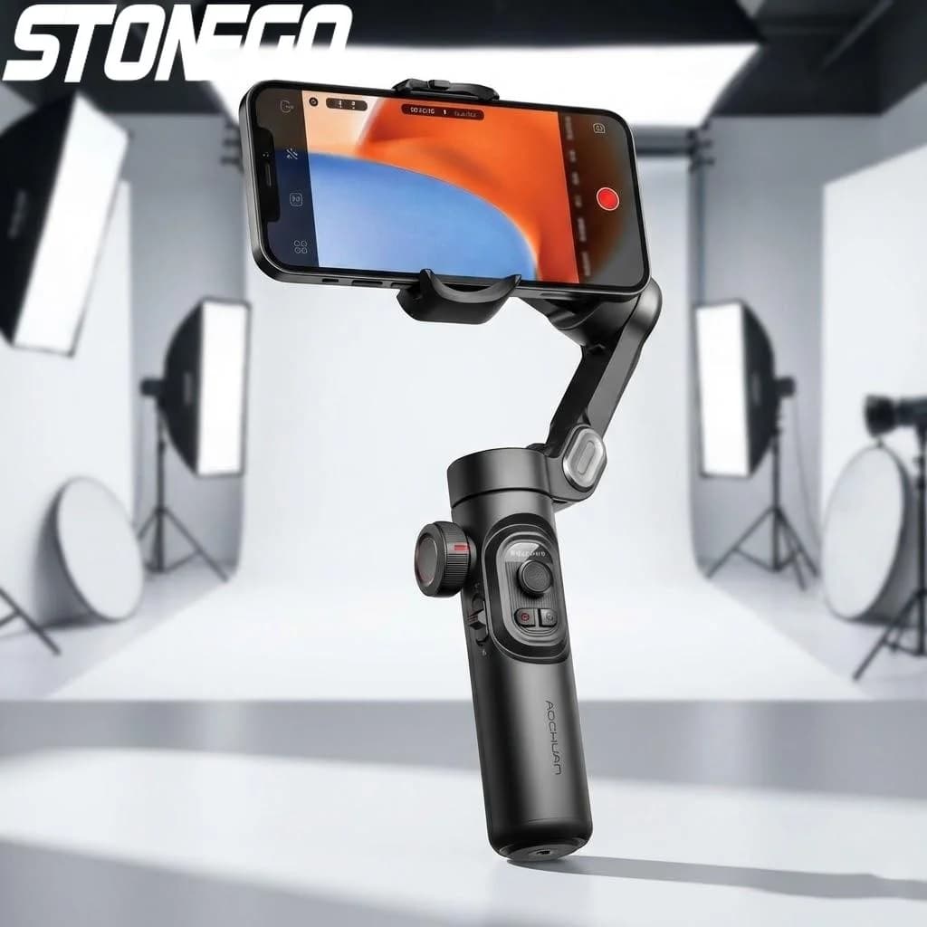 Stabilizzatore Gimbal a 3 Assi per Smartphone, Asta Selfie Anti-Vibrazione con Tracciamento del Viso, Accessori per Riprese Video e Vlogging