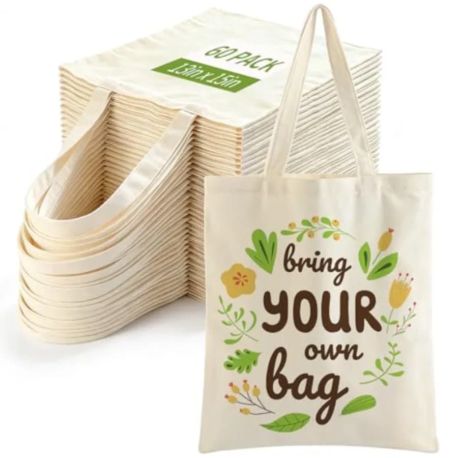 60 Pcs Sublimation Blank Tote Bags Bulk Reusable Grocery Bags DIY Heat Transfer Canvas Tote Bag Personalized Gifts for Women Me